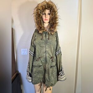 Free People Golden Quills Womens Military Parka Size XS See Measurements